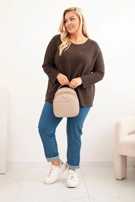 Sweter damski plus size z dekoltem łódką ( r. 44-48)   