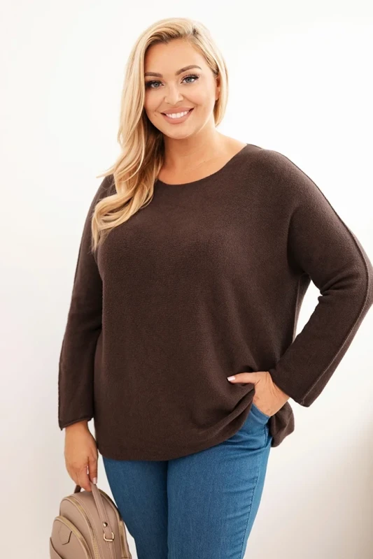 Sweter damski plus size z dekoltem łódką ( r. 44-48)   