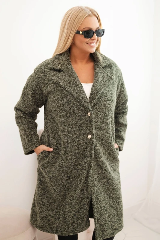 Płaszcz damski Plus Size z wełną i dużym kołnierzem ( r. 44-48)