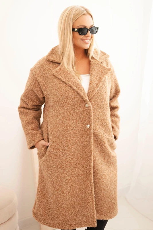 Płaszcz damski Plus Size z wełną i dużym kołnierzem ( r. 44-48)    