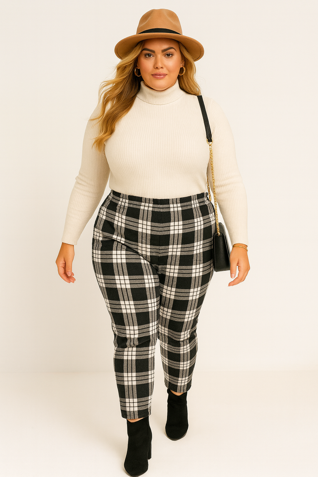 Spodnie plus size w kratę ( r. 50-56)