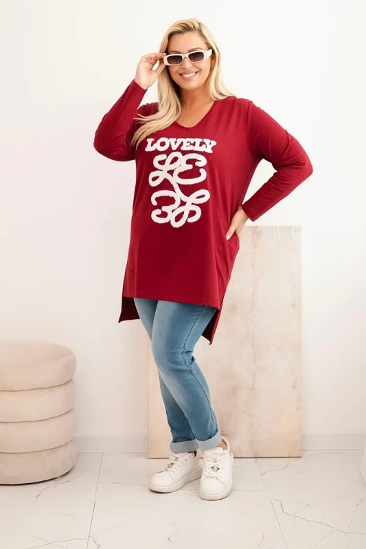 Bluzka damska Plus Size z aplikacją 3D „LOVELY”  