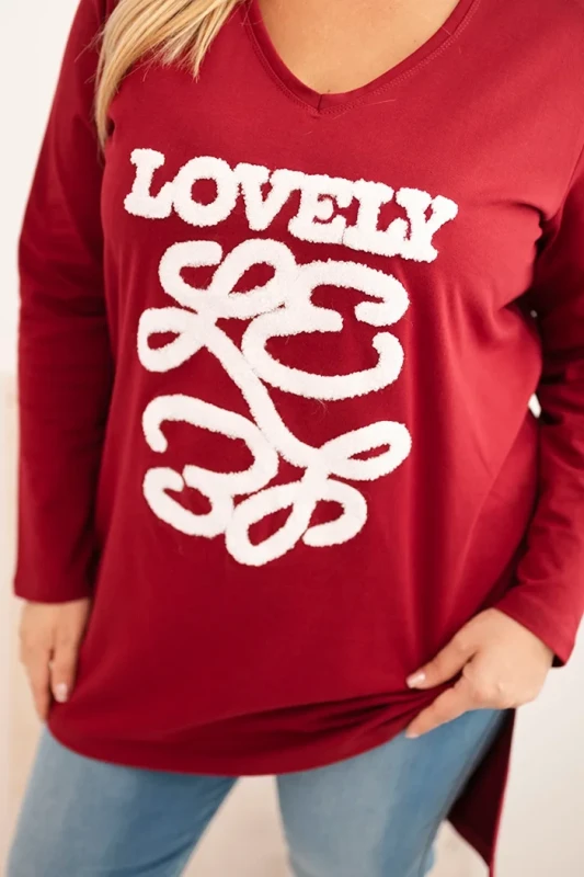 Bluzka damska Plus Size z aplikacją 3D „LOVELY”  