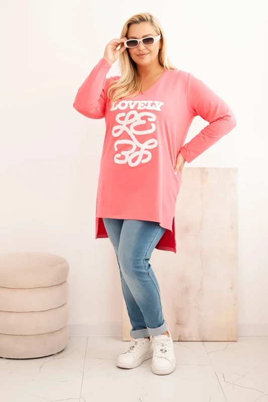Bluzka damska Plus Size z aplikacją 3D „LOVELY”   