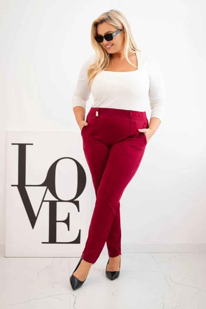 Eleganckie spodnie damskie Plus Size z elastycznym pasem
