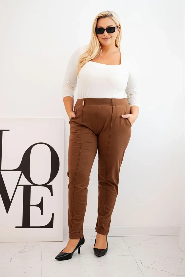 Eleganckie spodnie damskie Plus Size z elastycznym pasem 