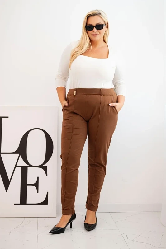 Eleganckie spodnie damskie Plus Size z elastycznym pasem 