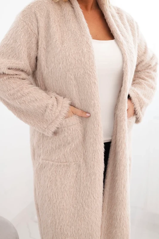 Płaszcz damski Plus Size z wiskozy bez zapięcia z kieszeniami  ( r 46-50)