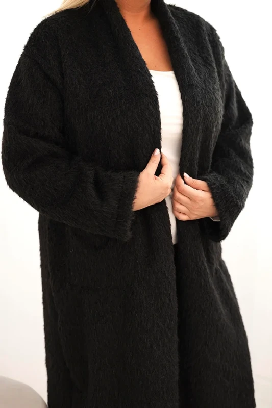 Płaszcz damski Plus Size z wiskozy bez zapięcia z kieszeniami  ( r 46-50) 