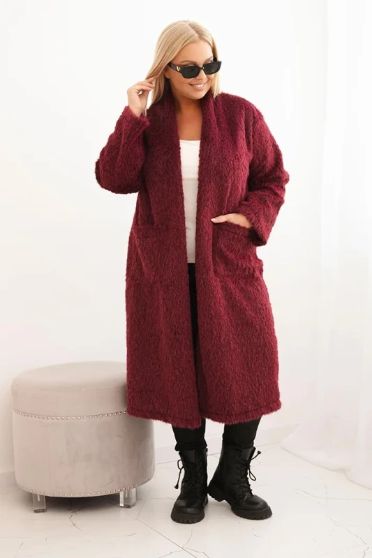 Płaszcz damski Plus Size z wiskozy bez zapięcia z kieszeniami  ( r 46-50) 