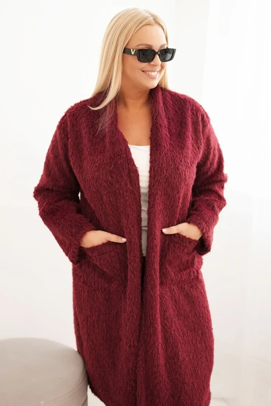 Płaszcz damski Plus Size z wiskozy bez zapięcia z kieszeniami  ( r 46-50) 