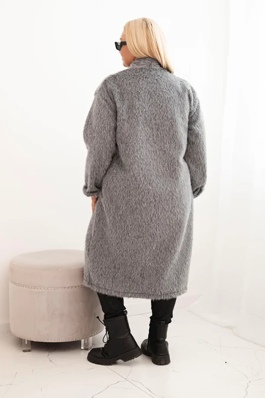 Płaszcz damski Plus Size z wiskozy bez zapięcia z kieszeniami  ( r 46-50)  