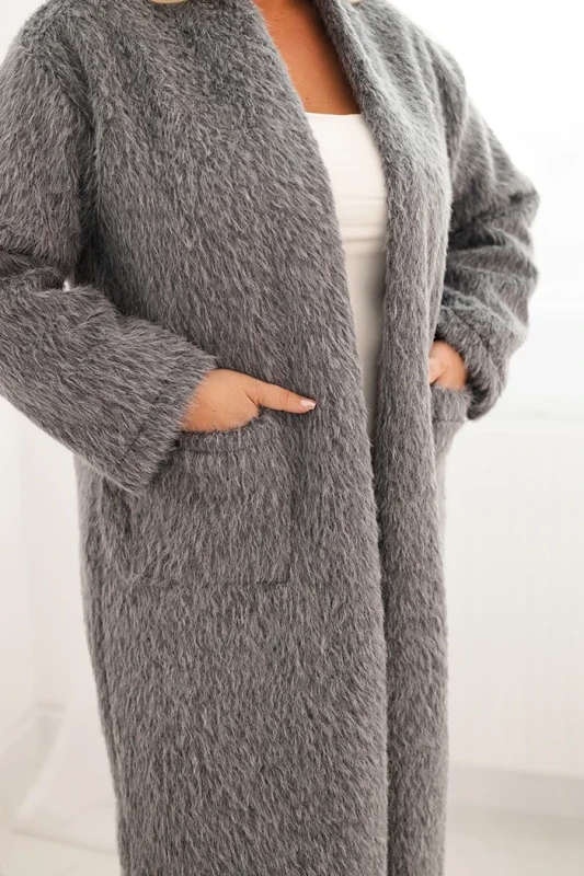 Płaszcz damski Plus Size z wiskozy bez zapięcia z kieszeniami  ( r 46-50)  