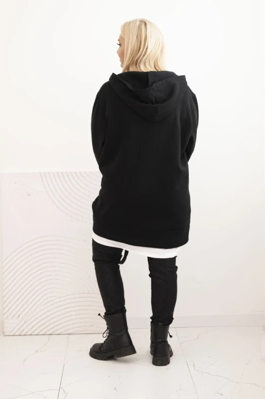 Bluza damska oversize z kapturem i dekoltem w serek  