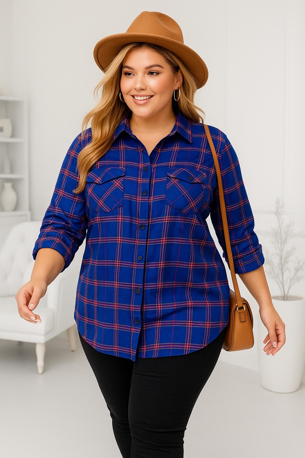 Koszula damska Plus Size w kratę (r.44-52)