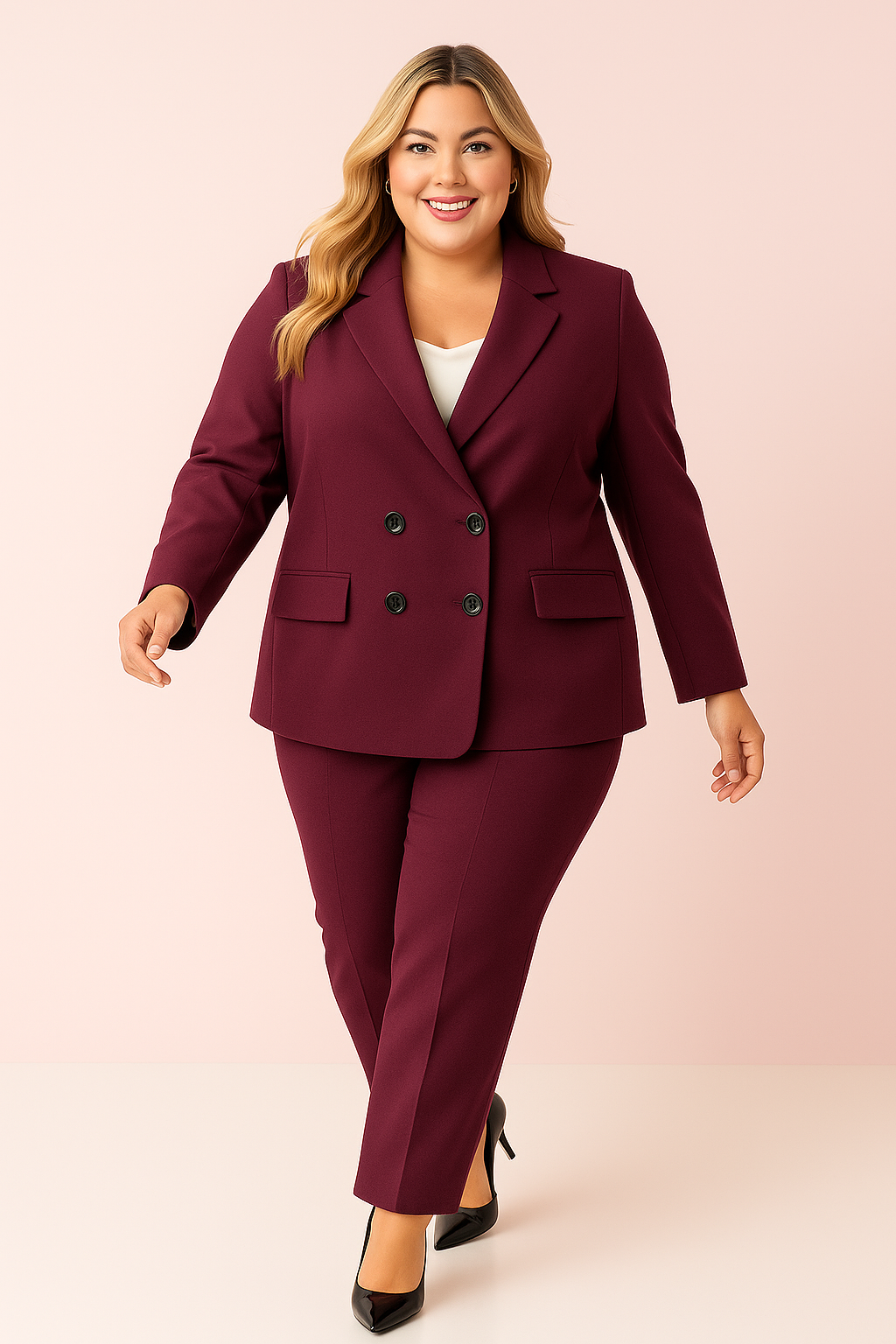 Garnitur plus size masełko z 4 guzikami r. 50-56   