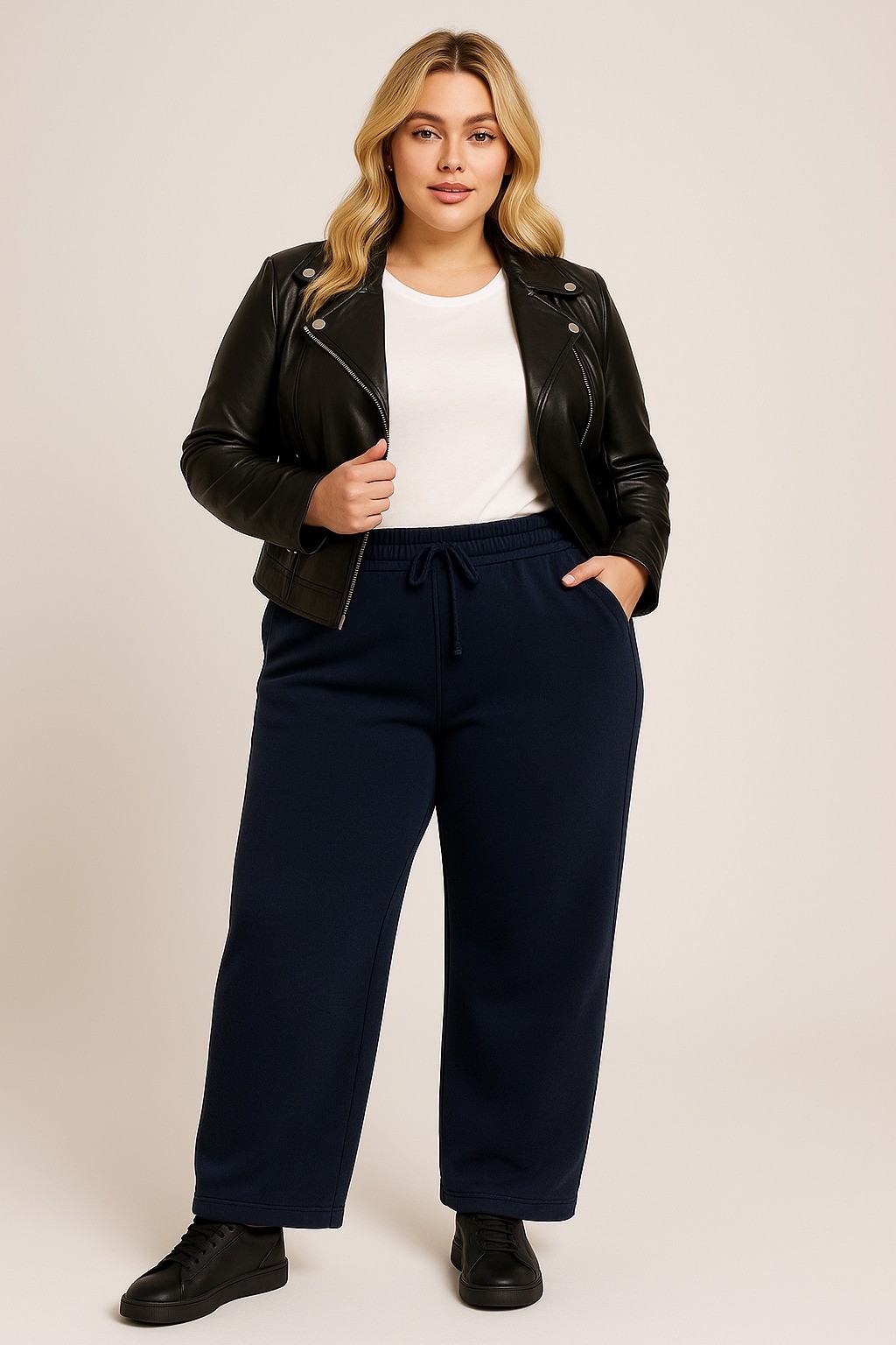 Spodnie Plus Size z elastyczną talią i prostą nogawką (r.50-56)    