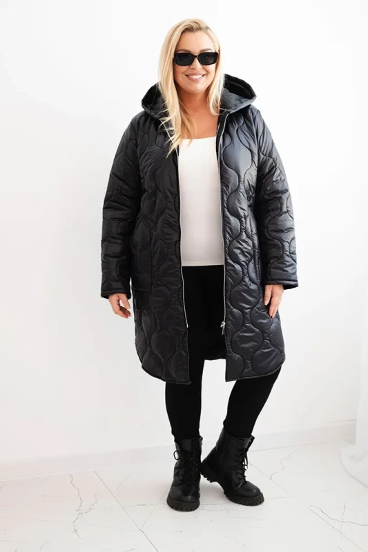 Kurtka pikowana przejściowa  Plus Size z kapturem (r.44-48)
