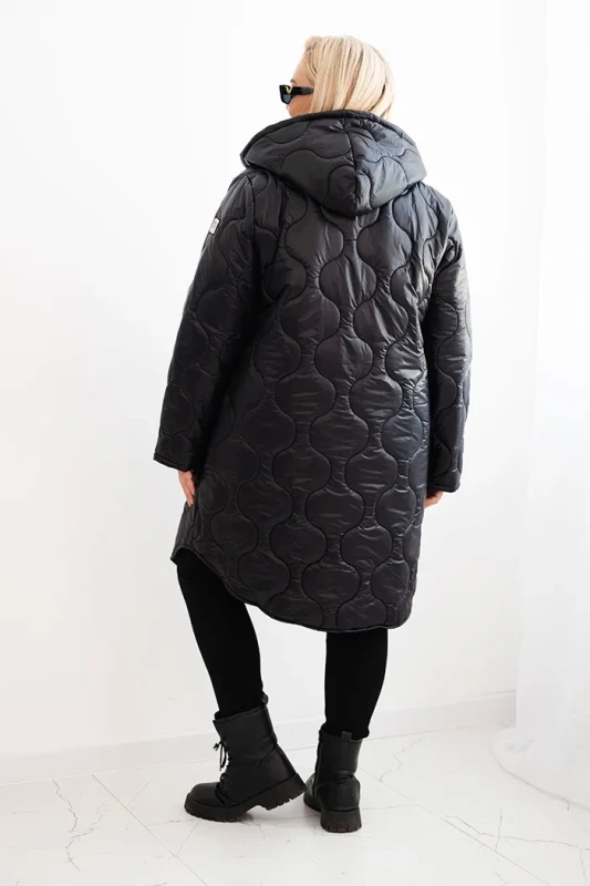 Kurtka pikowana przejściowa  Plus Size z kapturem (r.44-48)