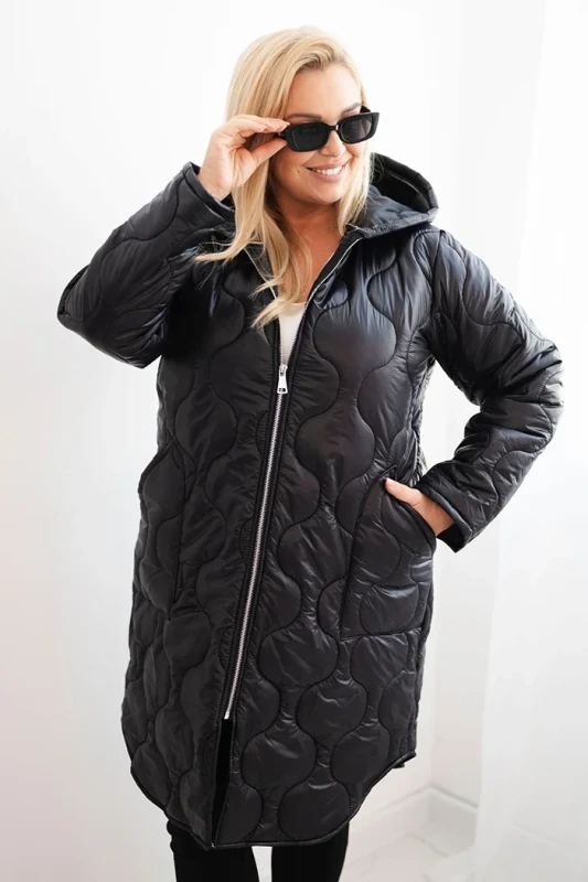 Kurtka pikowana przejściowa  Plus Size z kapturem (r.44-48)