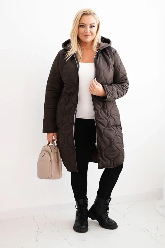 Kurtka pikowana przejściowa  Plus Size z kapturem (r.44-48) 