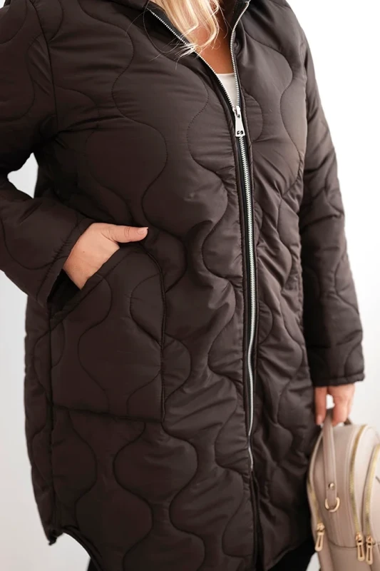 Kurtka pikowana przejściowa  Plus Size z kapturem (r.44-48) 
