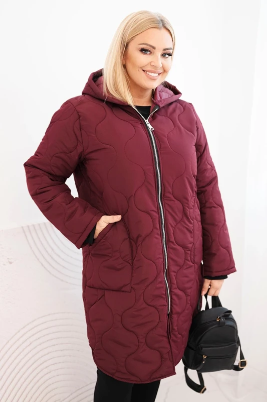 Kurtka pikowana przejściowa Plus Size z kapturem (r.44-48)    