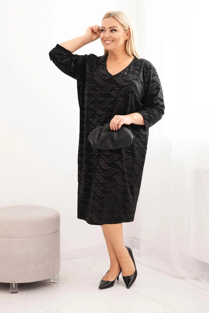 Sukienka damska plus size z żorżety z dekoltem V (r.48-52)