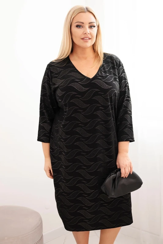 Sukienka damska plus size z żorżety z dekoltem V (r.48-52)