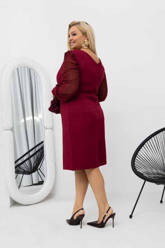 Sukienka  z szyfonowymi rękawami Plus Size (r.44-48)