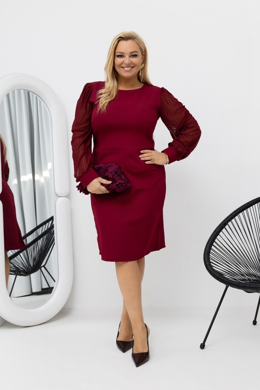 Sukienka  z szyfonowymi rękawami Plus Size (r.44-48)