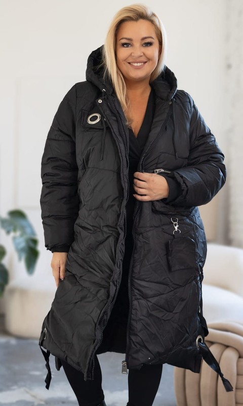 Kurtka zimowa plus size z wiązaniem z boku (r. 50-56) BESTSELLER 