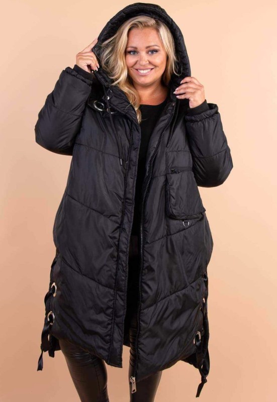 Kurtka zimowa plus size z wiązaniem z boku (r. 50-56) BESTSELLER 