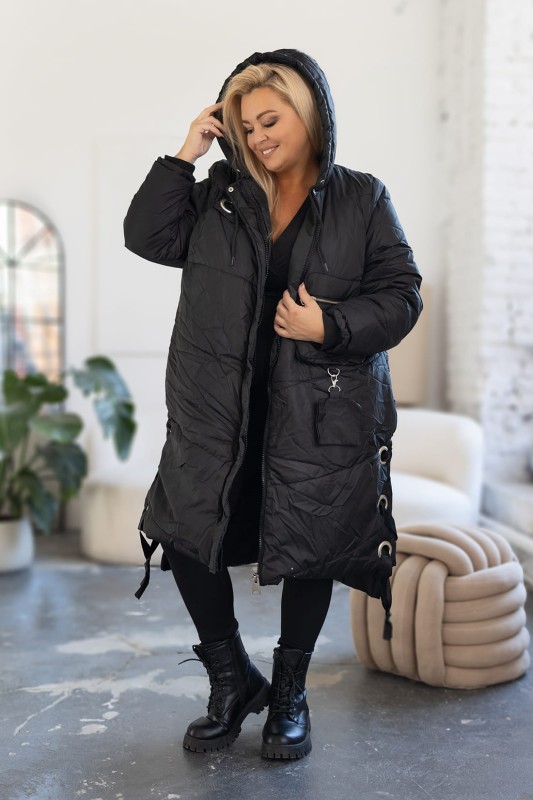 Kurtka zimowa plus size z wiązaniem z boku (r. 50-56) BESTSELLER 