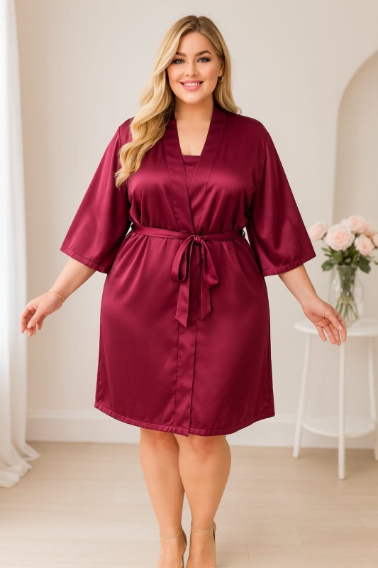 Komplet satynowy - koszulka + szlafrok ( r 50-56) 