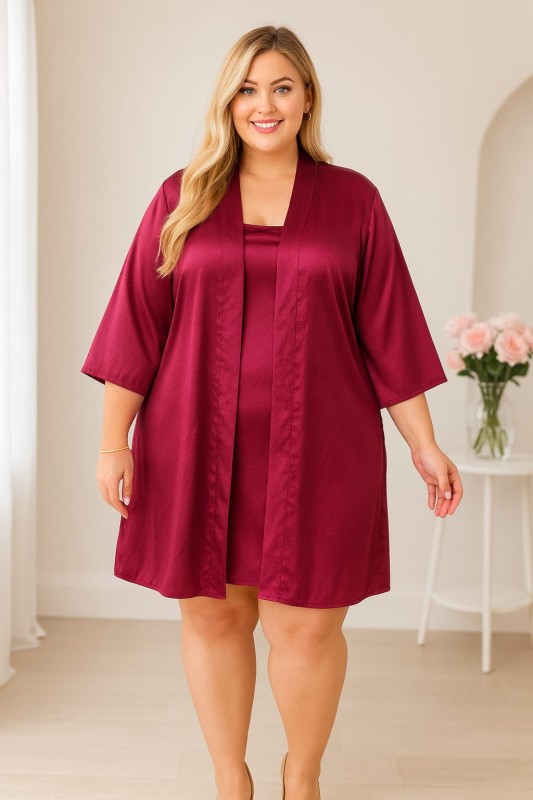 Komplet satynowy - koszulka + szlafrok ( r 50-56) 