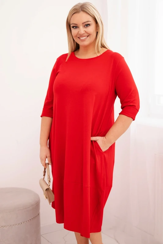  Sukienka Plus Size „AMELIA” – bawełniana, wygodna, z kieszeniami (r.44-50)   