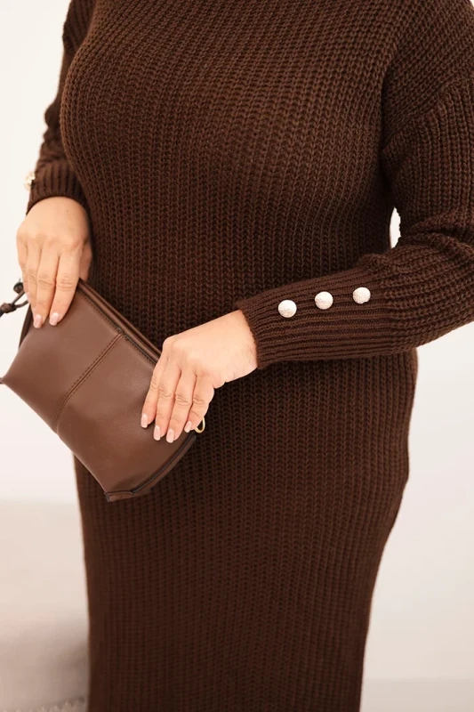 Sukienka swetrowa damska Plus Size z moherem, guziki na rękawach ( r 46-52)    (1)