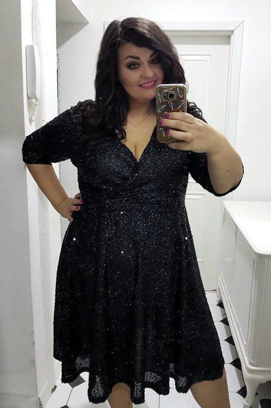  Sukienka cekinowa plus size rozkloszowana SHINE mod. DA1116K ( r. 44-54)  BESTSELLER 