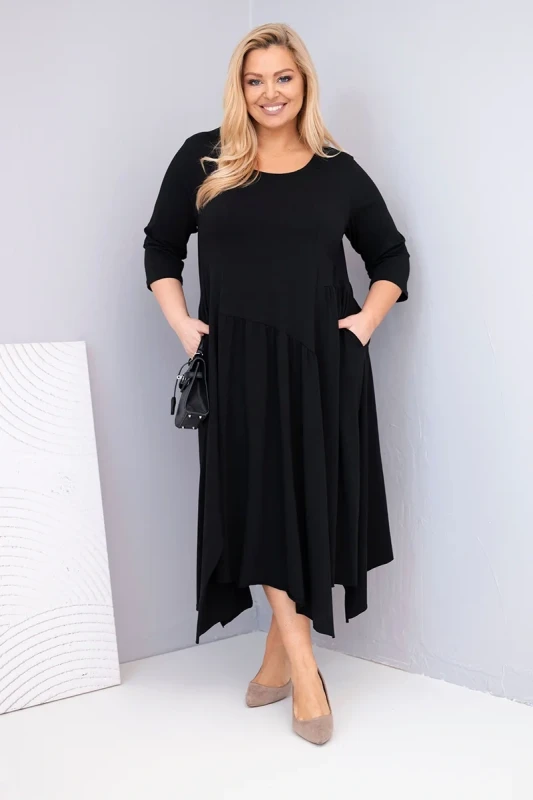 Sukienka damska Plus Size „Verona” z asymetrycznym dołem – fason oversize (r.44-50)