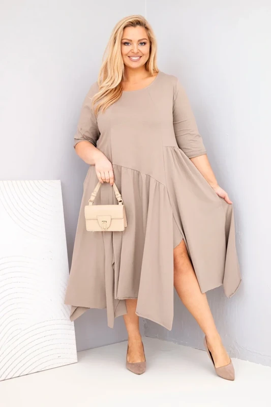 Sukienka damska Plus Size „Verona” z asymetrycznym dołem – fason oversize (r.44-50)  