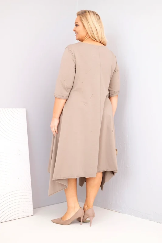 Sukienka damska Plus Size „Verona” z asymetrycznym dołem – fason oversize (r.44-50)  