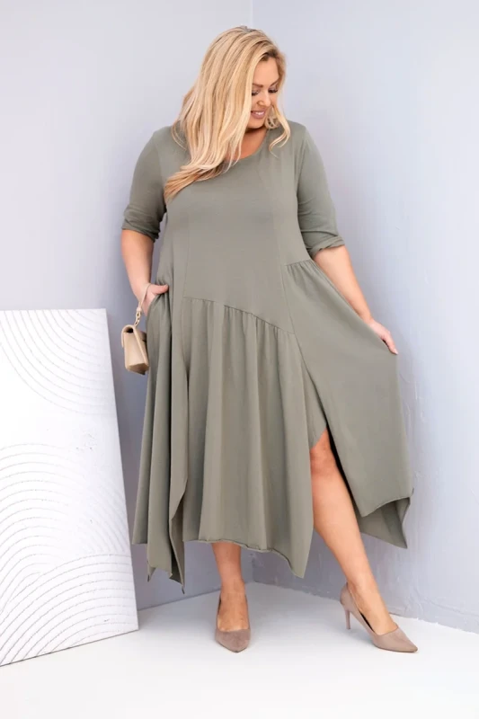 Sukienka damska Plus Size „Verona” z asymetrycznym dołem – fason oversize (r.44-50)   