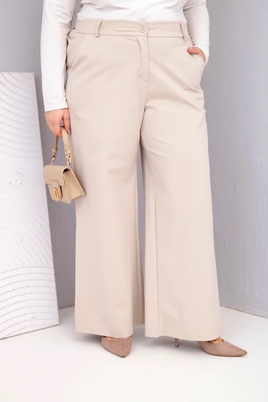 Spodnie  Plus Size „Siena” z szeroką nogawką i wysokim stanem (r.44-48)