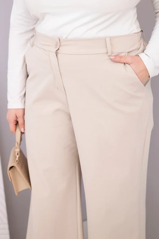Spodnie  Plus Size „Siena” z szeroką nogawką i wysokim stanem (r.44-48)