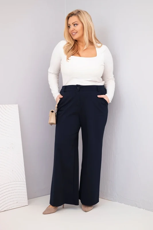 Spodnie  Plus Size „Siena” z szeroką nogawką i wysokim stanem (r.44-48)  