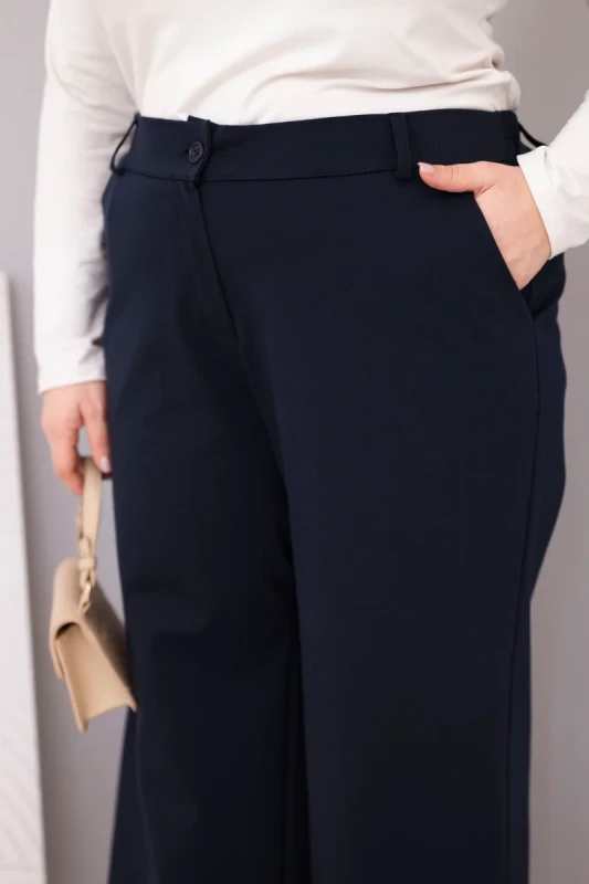 Spodnie  Plus Size „Siena” z szeroką nogawką i wysokim stanem (r.44-48)  