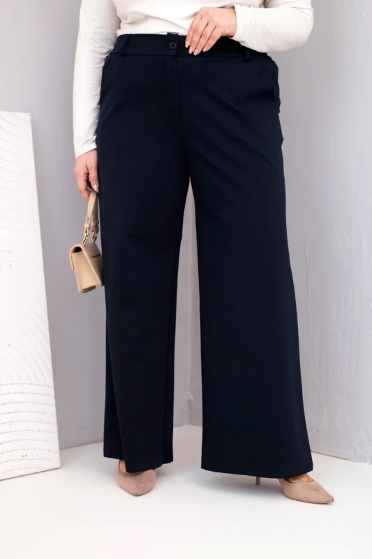 Spodnie  Plus Size „Siena” z szeroką nogawką i wysokim stanem (r.44-48)  