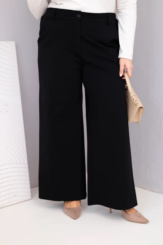 Spodnie  Plus Size „Siena” z szeroką nogawką i wysokim stanem (r.44-48)   