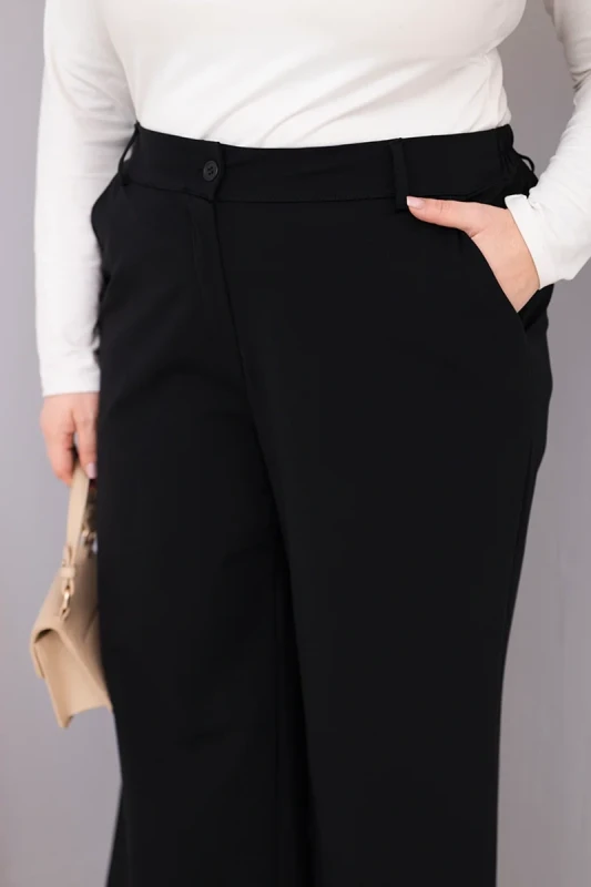 Spodnie  Plus Size „Siena” z szeroką nogawką i wysokim stanem (r.44-48)   